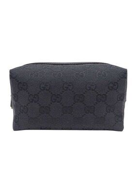 Gucci Pouch GG Canvas Black Makeup Case Logo Adult